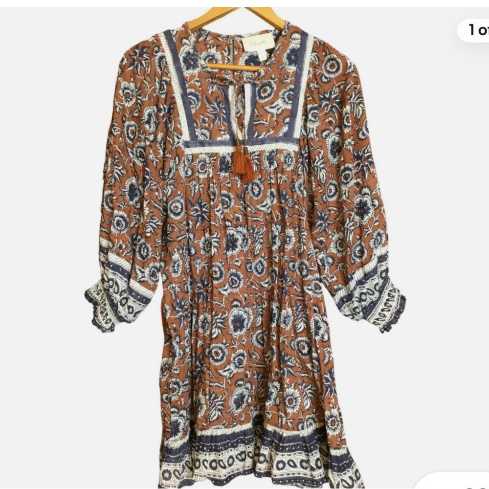 Cleobella Black and Brown Floral Mini Dress
